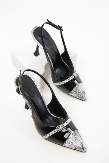 SOHO Black Patent Leather Women's Classic Heeled Shoes 20416