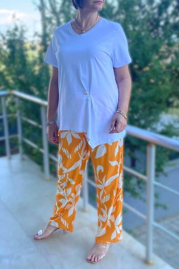 Mia Butik Large Size Spring Suit White-Orange