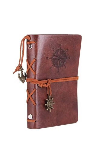 Wolawood Sailor Compass Themed Leather Cover Notebook Retro Vintage Nostalgic Memory Souvenir Luxury Concept Gift