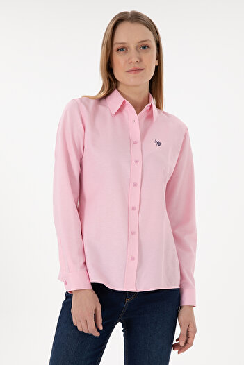 U.S. Polo Assn. Γυναικείο ροζ μακρυμάνικο πουκάμισο Basic 50297002-VR041