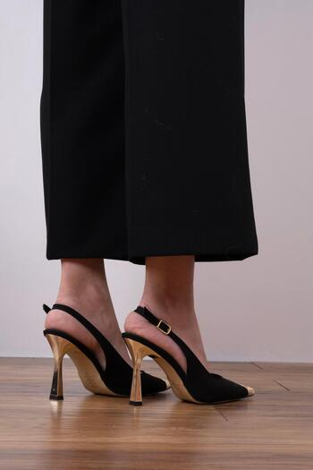 sovrana Gold Detailed Heeled Shoes Black