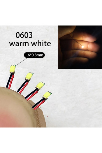 Choice8 0603 warm white 40Pcs/Lot 0402 0603 0805 1206 Led SMD Wire For Model Train HO N OO Scale Red Black L