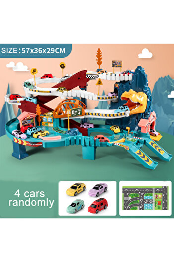 Choice1 5501-8 Electric Rail Car Dinosaur Building Parking Lot Adventure Racing Rail Car Toys Children Brain
