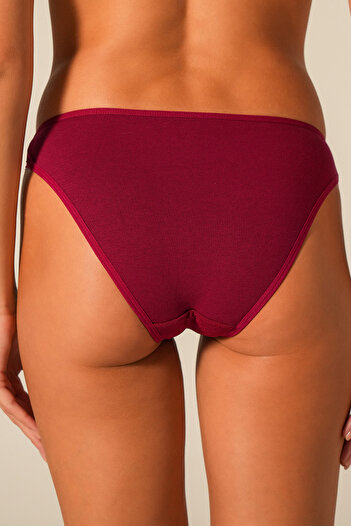 Doğan Bordo Dantelli Bikini Külot