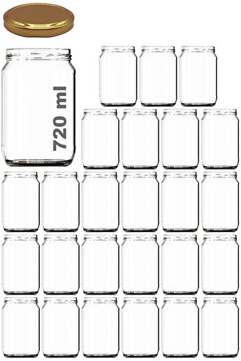 Afracam 720 ml Metal Kapaklı Bal Kavanozu 720 Cc Şeffaf Konserve Kavanoz 25 Adet (1 Kg Bal Alır)
