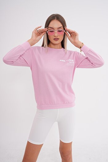 ŞİMAL Γυναικείο φούτερ Crew Neck - Λεπτομέρεια εκτύπωσης στην πλάτη, δύο κλωστές 245277