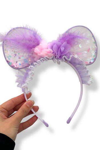 TAKIŞTIR Purple Color Feather Detailed Crown