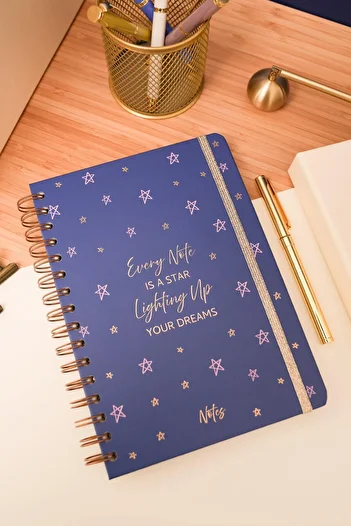 Matt Notebook A5 15x21 cm spirală elastică simplă, fără linii Bloc de note nedatat Stele