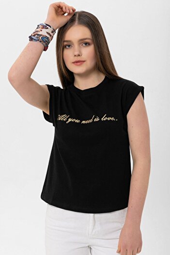 ŞİMAL Γυναικείο T-Shirt με στάμπα με κείμενο στο μπροστινό μέρος 250032   -