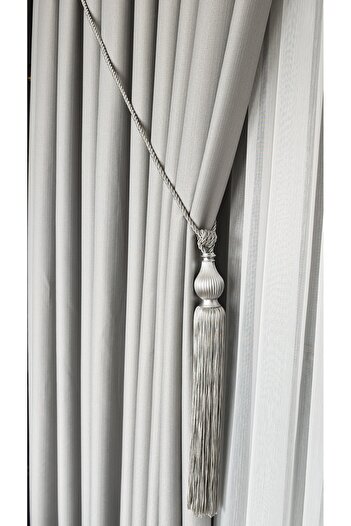 Yuka Light Grey Board Background Curtain, Luxury Heavy 1/3 Dense Pleated Solid Color