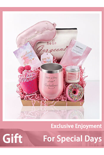 X SPRING Wedding/Birthday Gift Set for Girl - Pink Luxury Box with Tumbler, Candle (Ramadan Gift for Her)