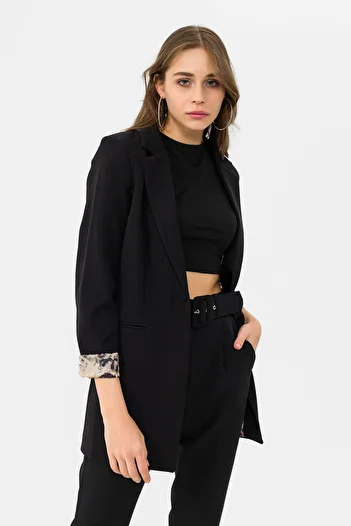 ŞİMAL Jachetă blazer pentru femei, cu model leopard, cu închidere cu un singur nasture 255257 -