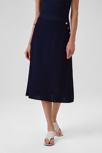 Triko Mısırlı Navy Blue Mesh Midi Skirt