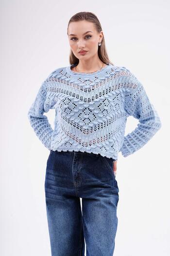 ŞİMAL Women's Lace Detailed Openwork Knitwear Sweater 255205 -