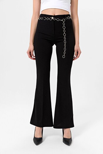 ŞİMAL Women's Chain Detailed Flared Lycra Pants 245051 -