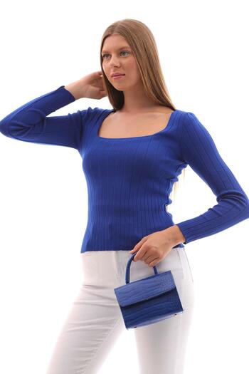 ŞİMAL Square Collar Women's Ribbed Sweater -245010