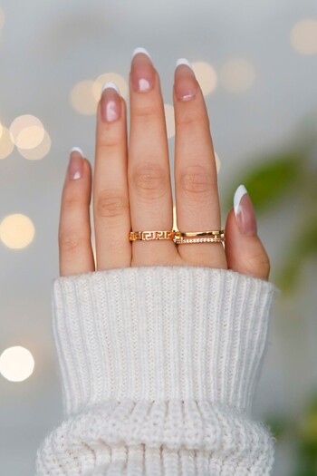 TREND COLLECTİON Ayarlanabilir Tasarım 2 Adet Gold Kadın Yüzük