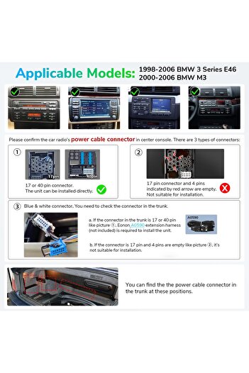 EONON 6+64 جيجابايت نظام تشغيل أندرويد 13 ستيريو لسيارة BMW E46 1999-2005، نظام تحديد المواقع العالمي (GPS) مقاس 9 بوصات، كاربلاي لاسلكي، BT/4G LTE