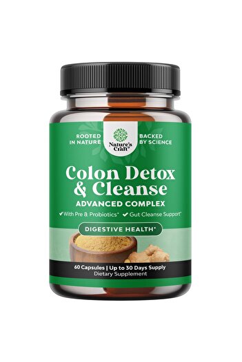 Natures Craft Colon Cleanser & Detox - Probiotic & Psyllium Husk Capsules for Gut Health