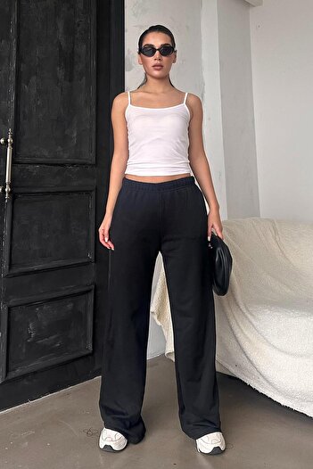 Madmext Siyah Bol Paça Kadın Eşofman Altı MG2279