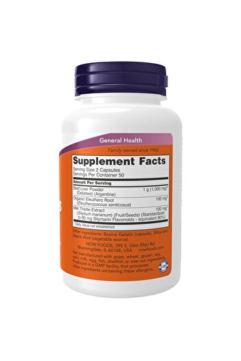 Now Foods Supplements, Liver Caps with Milk Thistle and Eleuthero, Supports Liver Health*, 100 Capsules