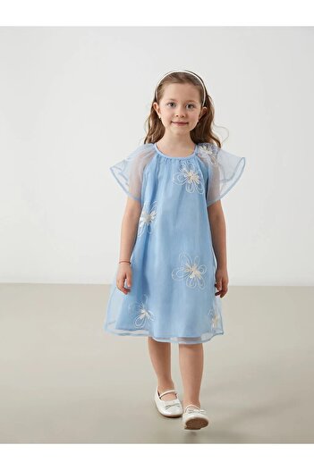 LC Waikiki Rochie din dantelă pentru fete LCW Kids Blue Crew Deck