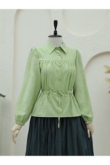 Modamorfo F. Green Tunnel Laced Buttoned Shirt