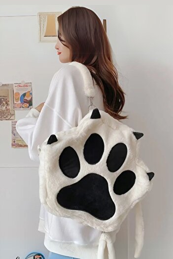 Ecrou Cute Paw Pattern Shoulder, Backpack