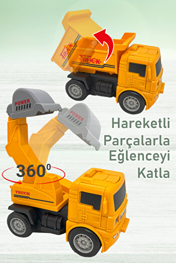 SmartFox Robota Dönüşebilen Çek Bırak Oyuncak Iş Makineleri / Inşaat Araçları 4 Adet