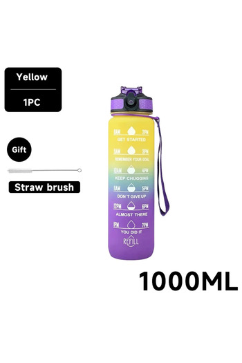 Choice as shown Yellow-1PC 750/1000 ML Water Bottle Motivational Sport Water Bottle Leakproof Drinking Bott