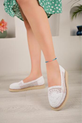 EYLÜLDEN MODA SHOES Women's White Niko Knitted Ballerinas