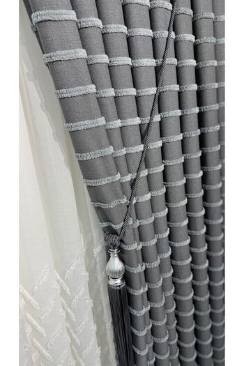 Fon Dünyası Elegant Gray Panel Background Curtain (Single Wing)