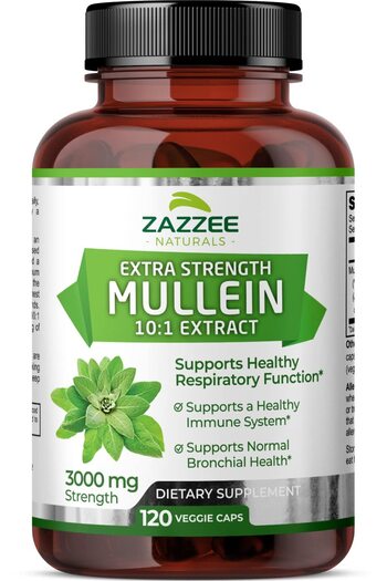 Zazzee Extra Strength Mullein 10:1 Extract, 3000mg, 120 Vegan Capsules, 4-Month Supply, Non-GMO, USA-Made