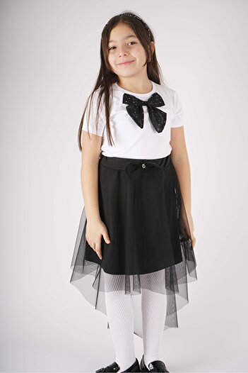 MİNİKO KİDS 23 April 29 October Concept Bow Detail Tulle Detail Tutu Skirt Suit