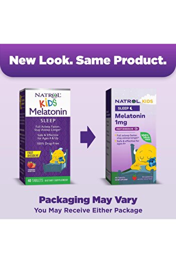 Natrol Kids Fast Dissolve Melatonin 1 mg, Strawberry-Flavored Sleep Tablets, 40 Tablets, 40 Day Supply