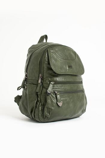 571 Collections Çanta Green Faux Leather Backpack - Model 571-11-12G