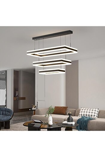 A F N LIGHTING AFN Minimalist Black Square Pendant Chandelier - Dimmable Ceiling Light