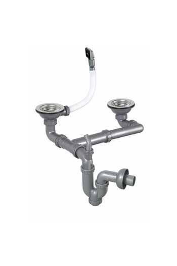 SANITEC Σύστημα διπλής αποστράγγισης νεροχύτη Sanitec Q90 SN-048, σύνδεση υπερχείλισης, διπλή