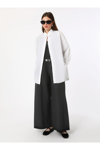 Benin Comfortable Molded Black Cotton Poplin Trousers - Elastic -