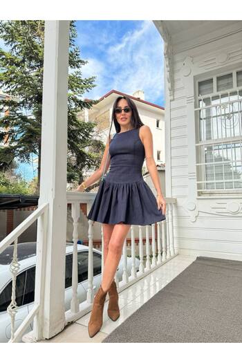 Bak'ap Trend Viral Flounced Body Fitted Denim Mini Dress