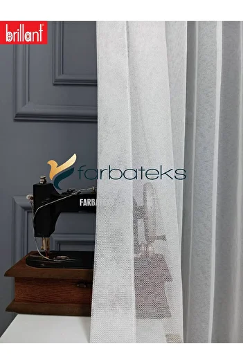 Brillant Farbateks Planting - Brillant Frosted, Simple Design 1/3 Layer Pleated Tulle Curtain