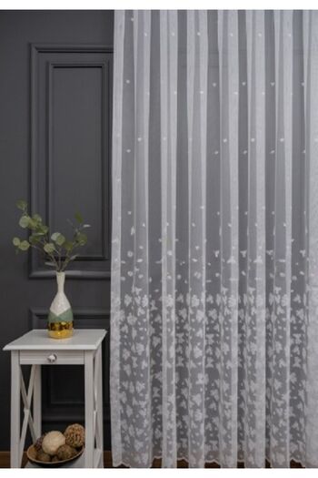 farbateks Bottom Leaf Pattern Don't Want Ironing Non-Wrinkle 3 Layer Pleated Tulle Curtain