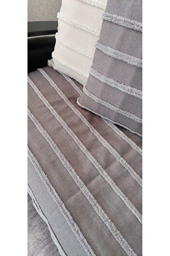 baladı home ev tekstil home collection koltuk örtüsü çizgili kabartmalı tasarım  keten  oturma yeri alanı ölçüm ( 80 X 190 CM ) ( 1 ADET )