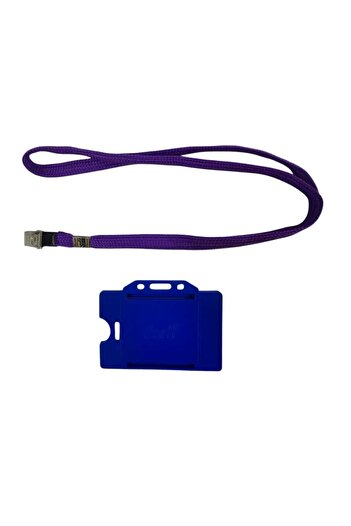 SARFF Card Protector Blue 5 Pcs + Card Hanger String Purple with Metal Clips 5 Pcs Set