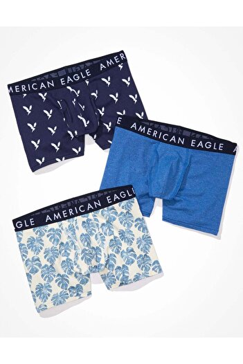 AMERICAN EAGLE مجموعة من 3 قطع من ملابس داخلية بوكسر كلاسيكية مقاس 4.5 بوصة من AEO