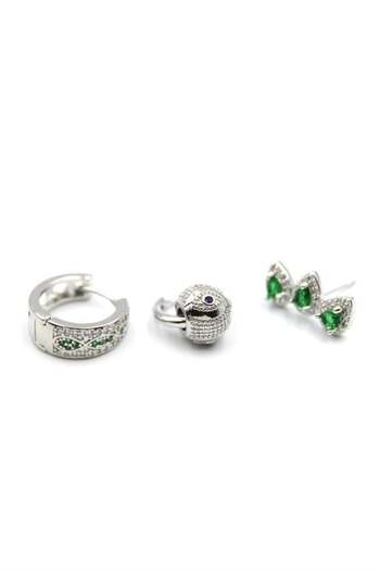 MENESSA 3-Piece Jewelled Earrings - Silver