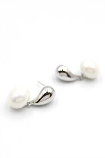 MENESSA Silver Pearl Earrings