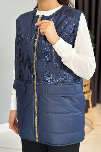 Missemramiss Navy Blue Shiny Vest 4790 Model