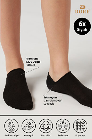 Dore Original 6 Pairs Premium Cotton Combed Comfortable Seamless Invisible Sports Shoes Sneaker Socks