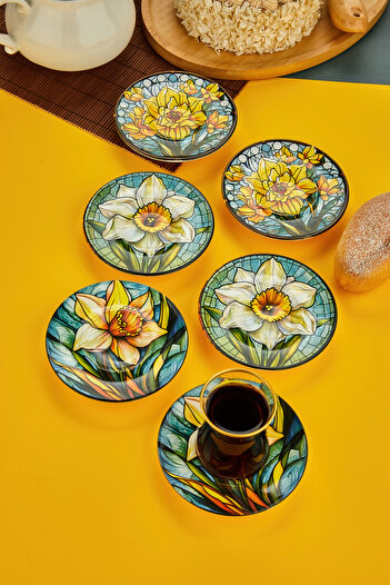 EMBazaar 6 Pieces Iris Narcissus Series Mixed Tea Plate Coaster